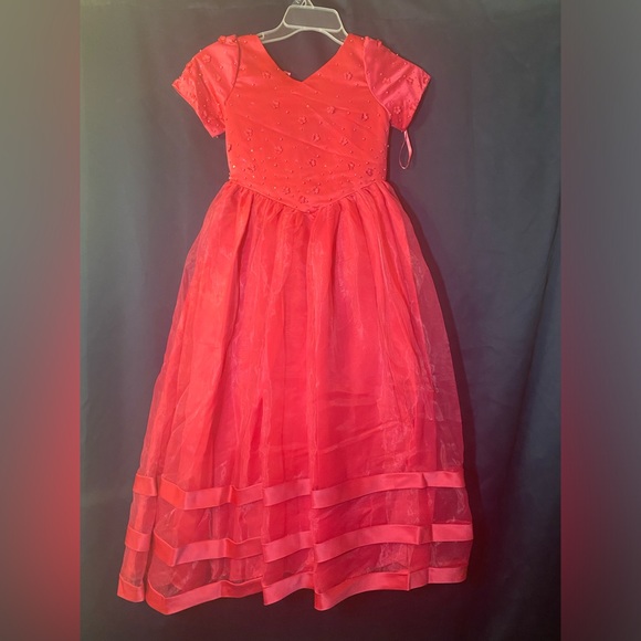 1210773 Fuschia Sheer Sleeve Dress